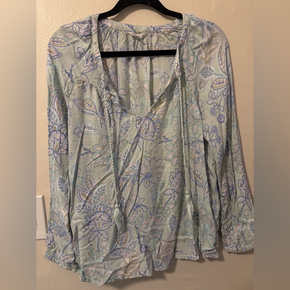 Peasant style long sleeve flowy shirt in a paisley print